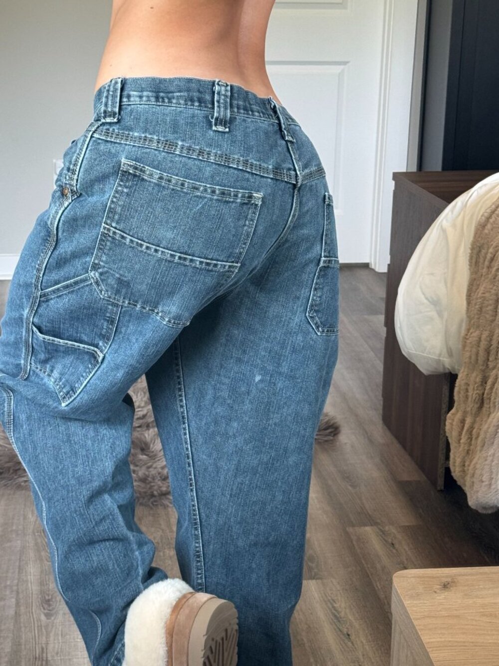 Vintage Y2K LEE Loose Fit Carpenter Jeans Grunge Utility 2000s Skater Gorpcore - Picture 3 of 14